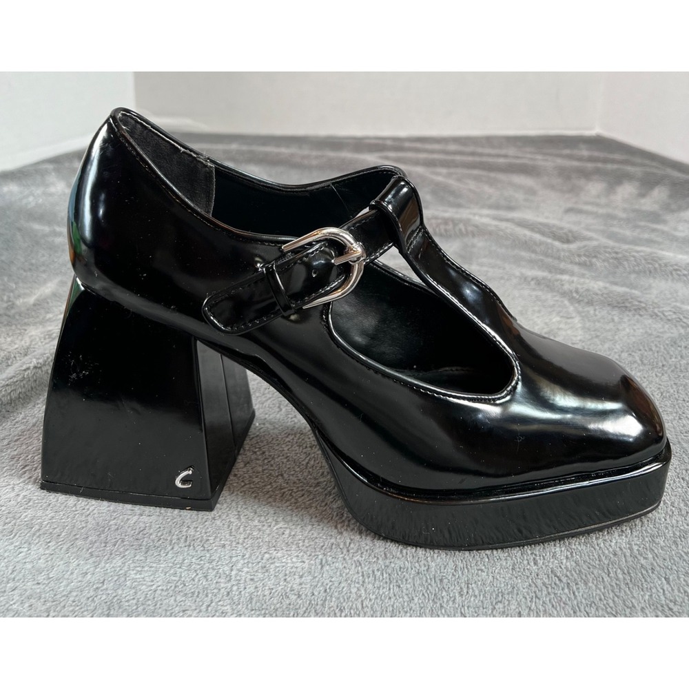 Circus NY Sam Edelman Platform Mary Jane Shoes Sz 11 Black Patent Chunky Goth